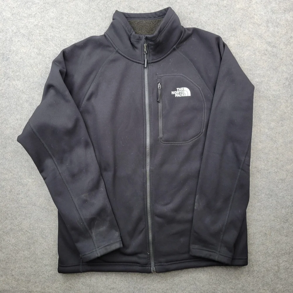 The‎ North Face Jacket Mens Large Black Softshell Full Zip Fleece Lined Outdoor